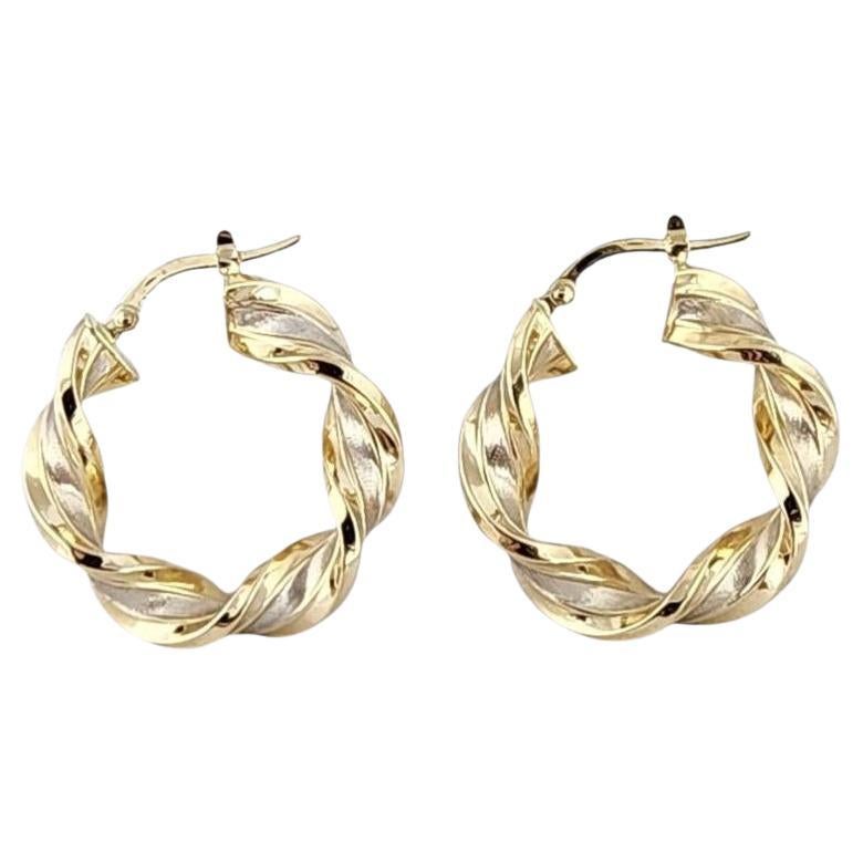 14K Yellow and White Gold Twist Hoop Earrings #24007