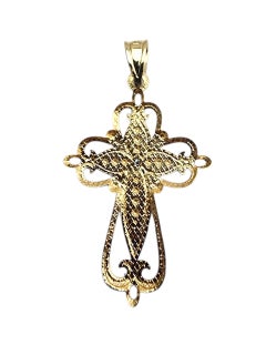 14K Yellow and White Gold Two Tone Cross Pendant #22825
