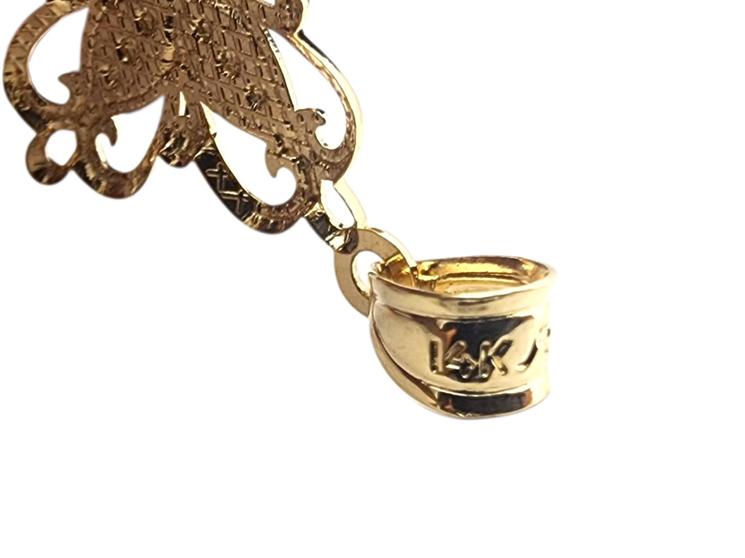 Colgante de oro amarillo y blanco de 14 quilates en forma de cruz de dos tonos #22825 en Bueno estado para la venta en Washington Depot, CT