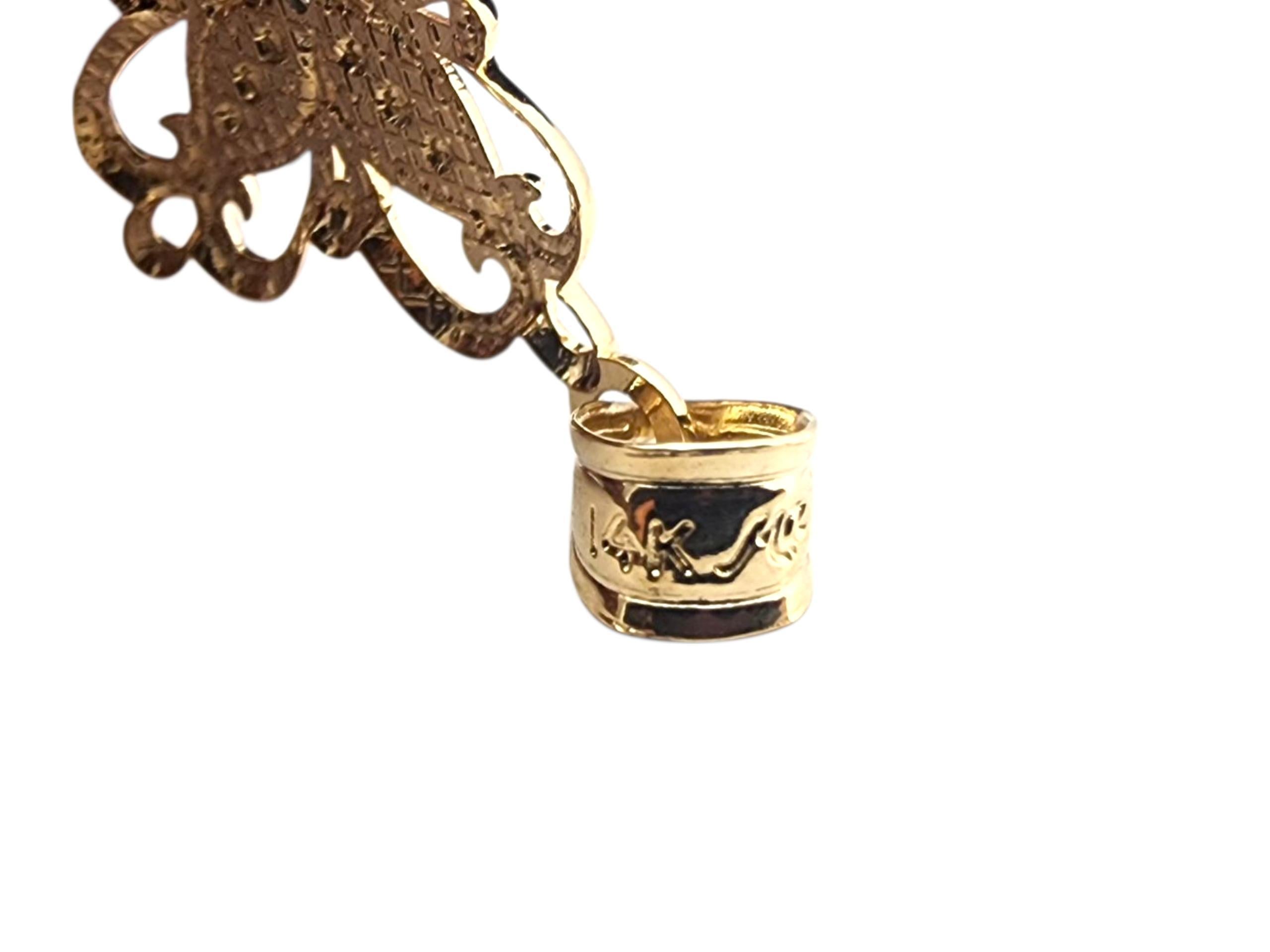 De las mujeres Colgante de oro amarillo y blanco de 14 quilates en forma de cruz de dos tonos #22825 en venta
