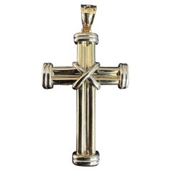 Colgante Cruz Bicolor Oro Amarillo y Blanco 14K #25091