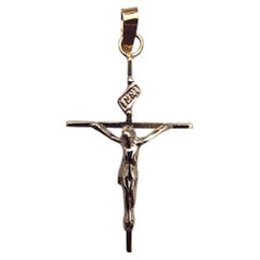 Pendentif crucifix bicolore en or jaune et blanc 14 carats #25697
