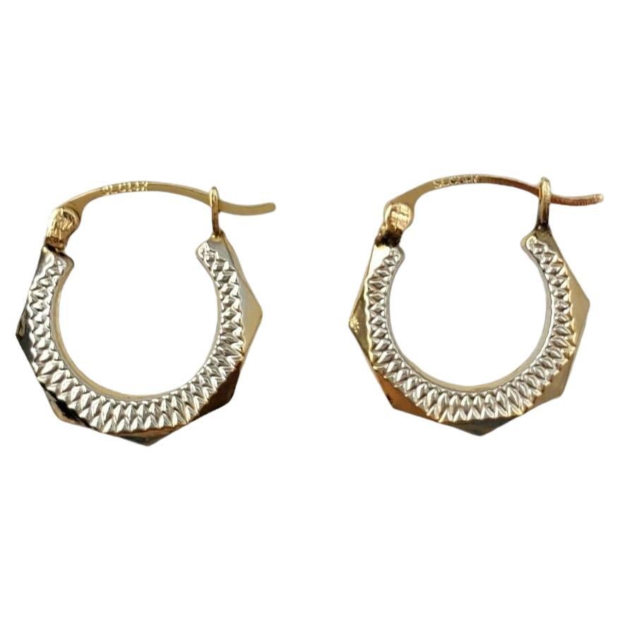 14K Yellow and White Gold Two Tone Hoop Earrings #17007