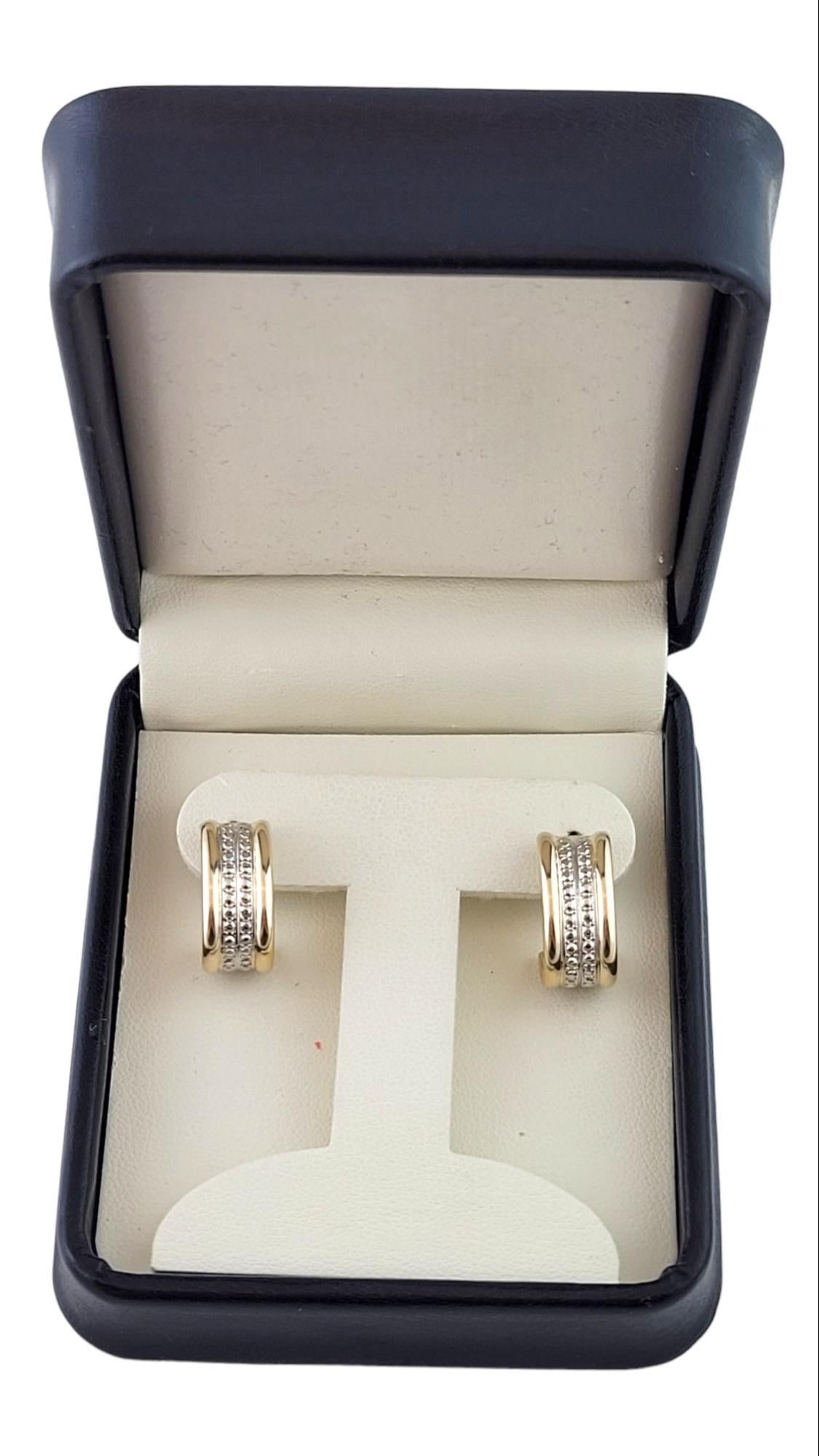  14K Yellow and White Gold Two Tone Hoops #15165 For Sale 1
