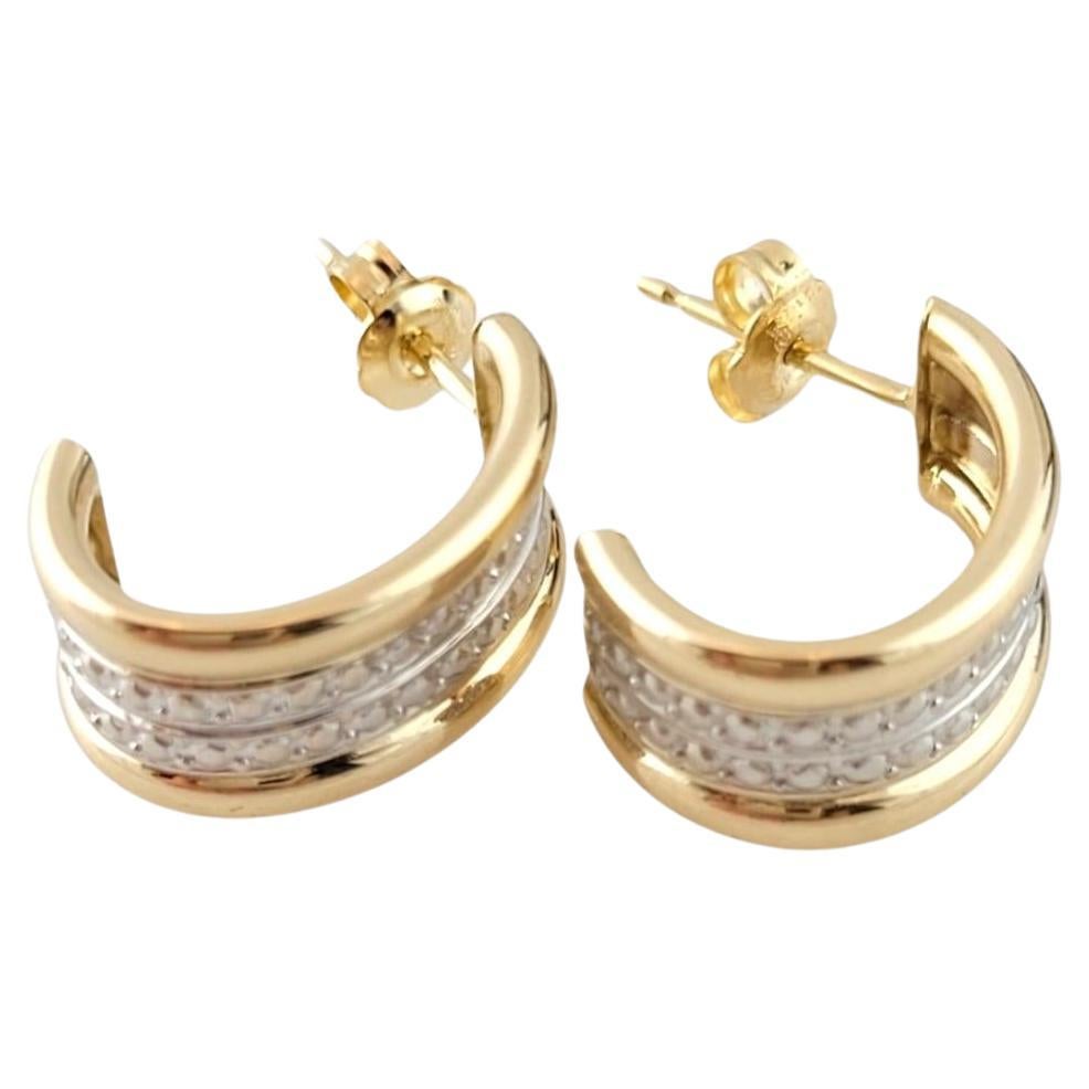  14K Yellow and White Gold Two Tone Hoops #15165 For Sale