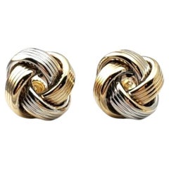 14K Yellow and White Gold Two Tone Knot Earrings #17009