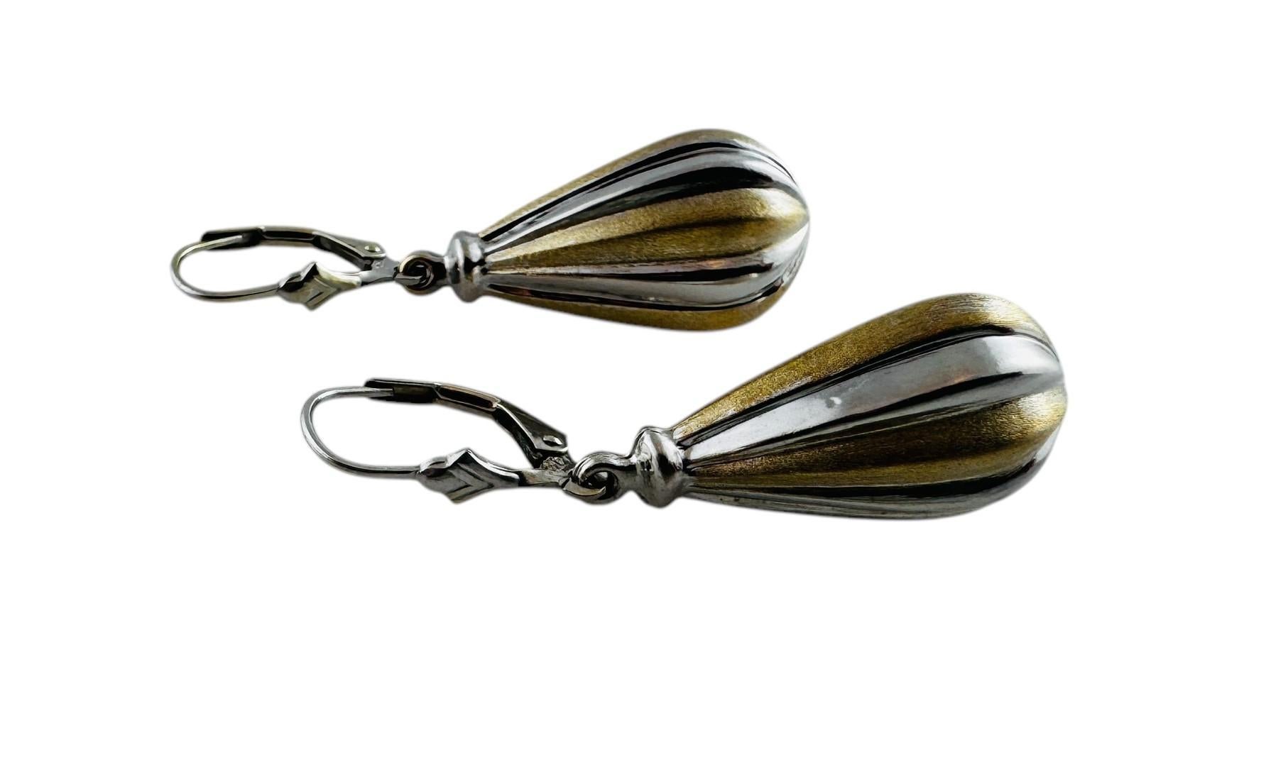 Women's 14K Yellow and White Gold Two Tone Tear Drop Dangle Earrings #20679 For Sale