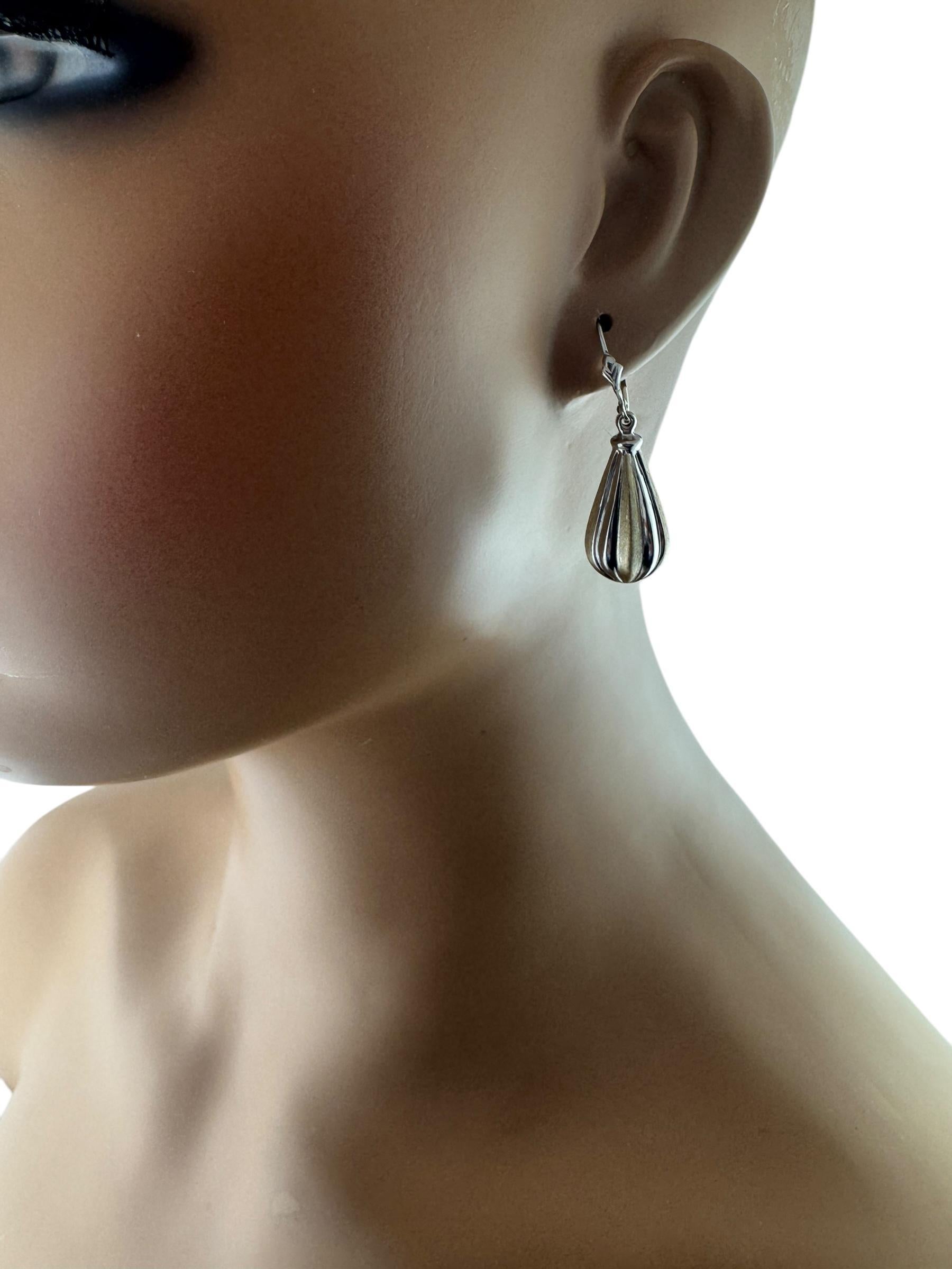 14K Yellow and White Gold Two Tone Tear Drop Dangle Earrings #20679 For Sale 4