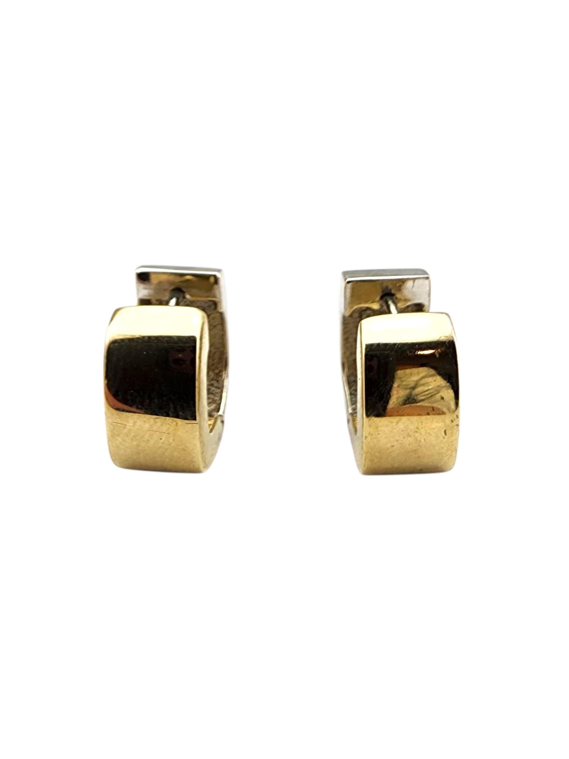 14K Yellow and White Gold Two-Tone Wide Hoop Earrings-

14K yellow and white gold two-tone wide hoop earrings combining classic elegance with a modern twist.

Size: 13.4 mm x 7  mm x 3 mm

Weight: 6.1 gr./ 3.9 dwt.

Stamped: 14K MEX

Very good