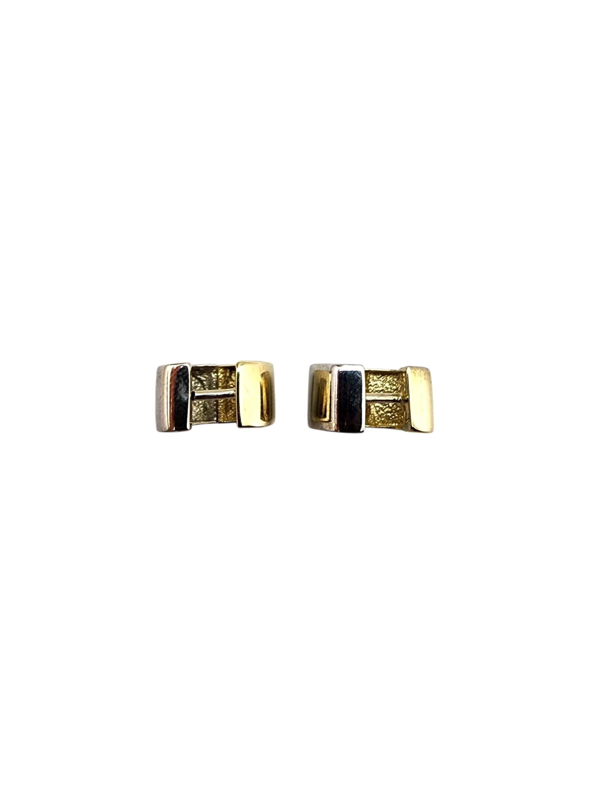 14K Yellow and White Gold Two-Tone Wide Hoop Earrings #22717 For Sale 1