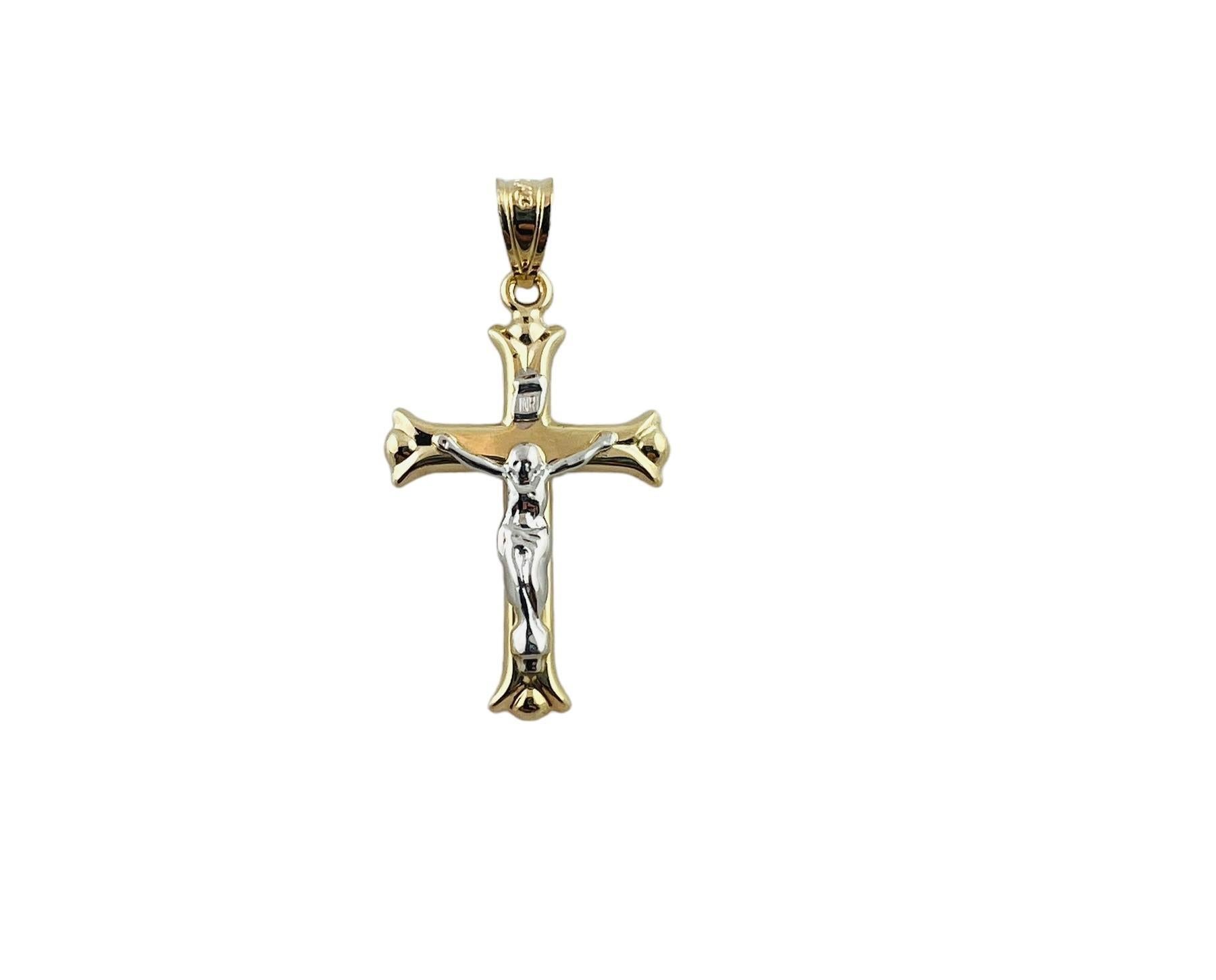 Women's 14K Yellow and White Gold Two Toned Crucifix Cross Pendant #15545 For Sale