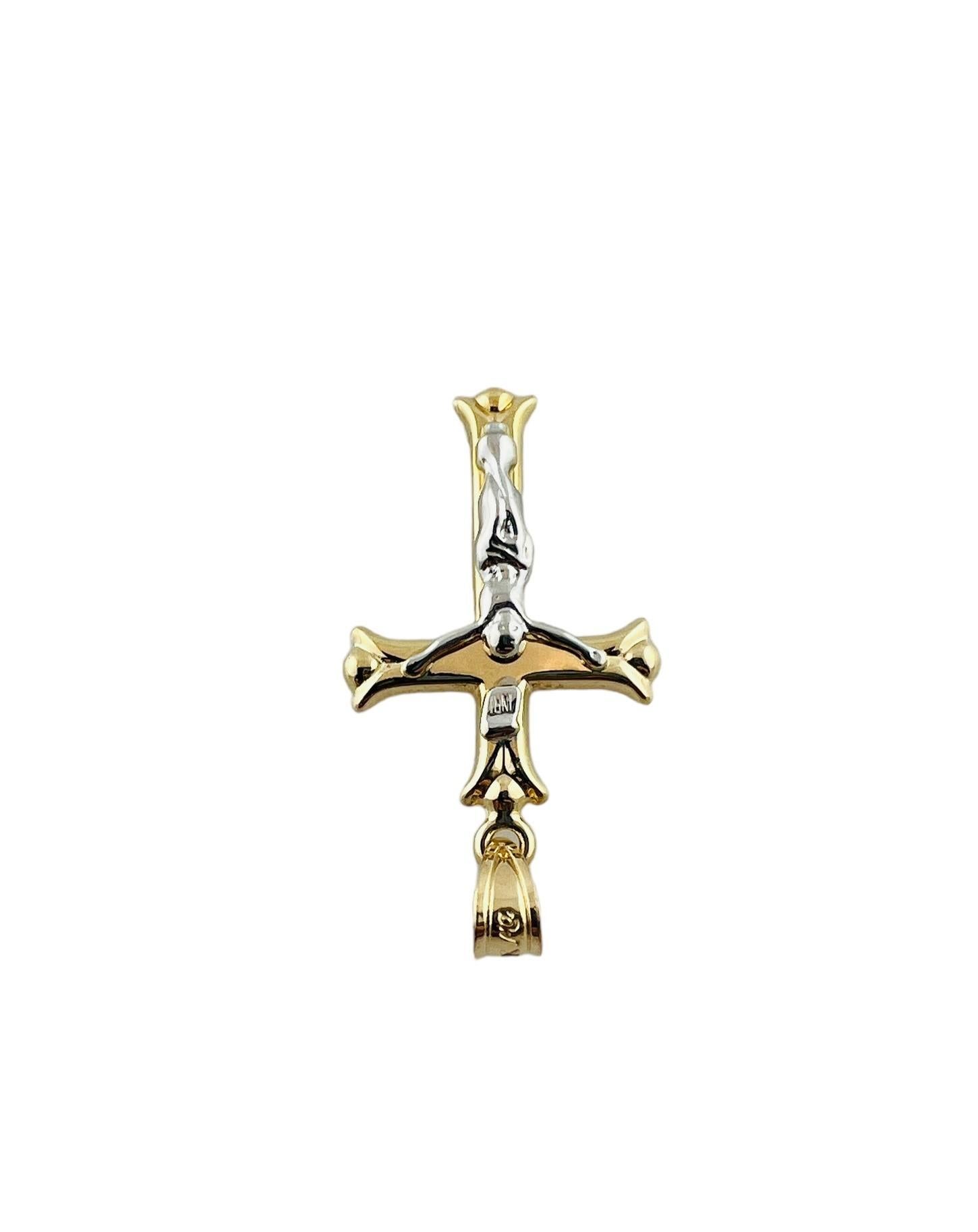 14K Yellow and White Gold Two Toned Crucifix Cross Pendant #15545 For Sale 1