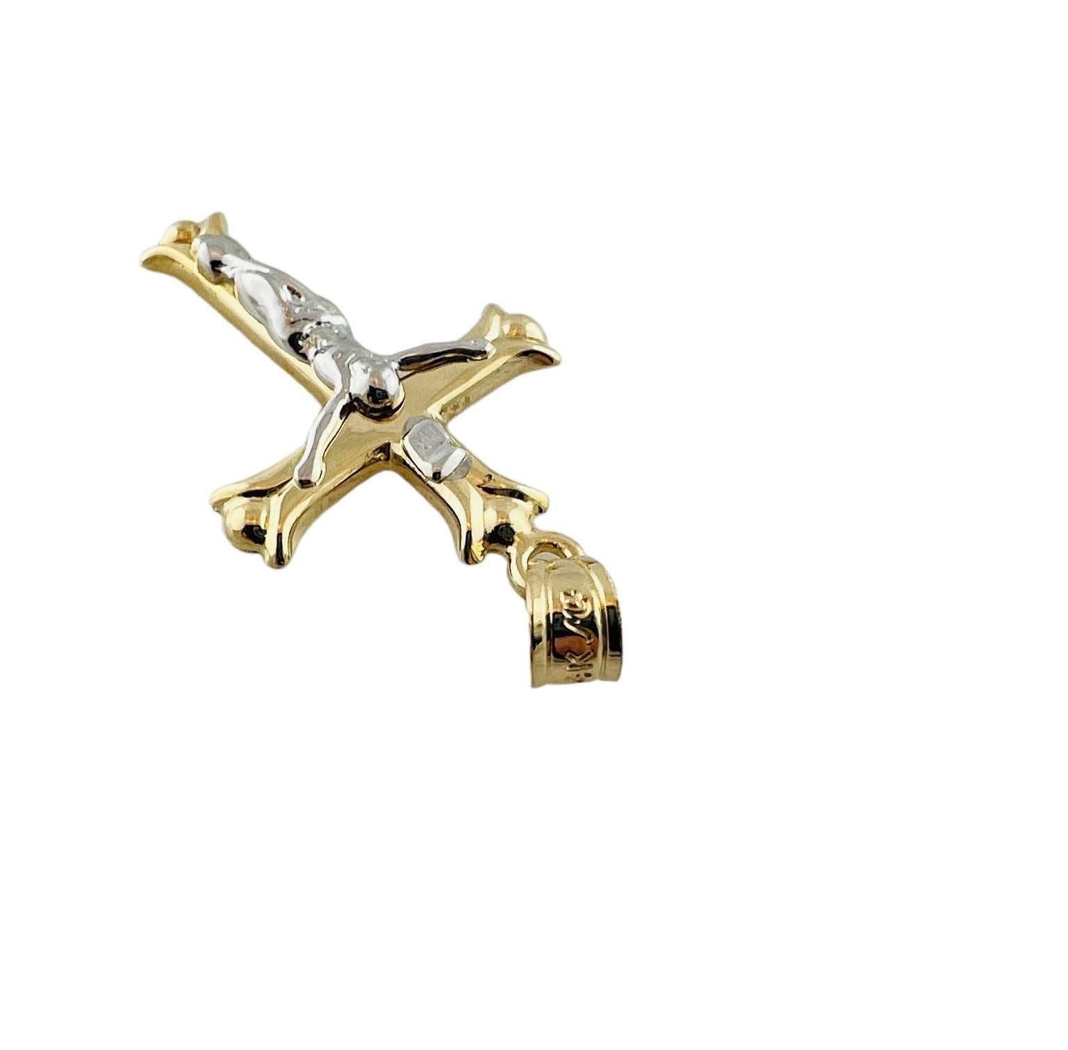14K Yellow and White Gold Two Toned Crucifix Cross Pendant #15545 For Sale 3