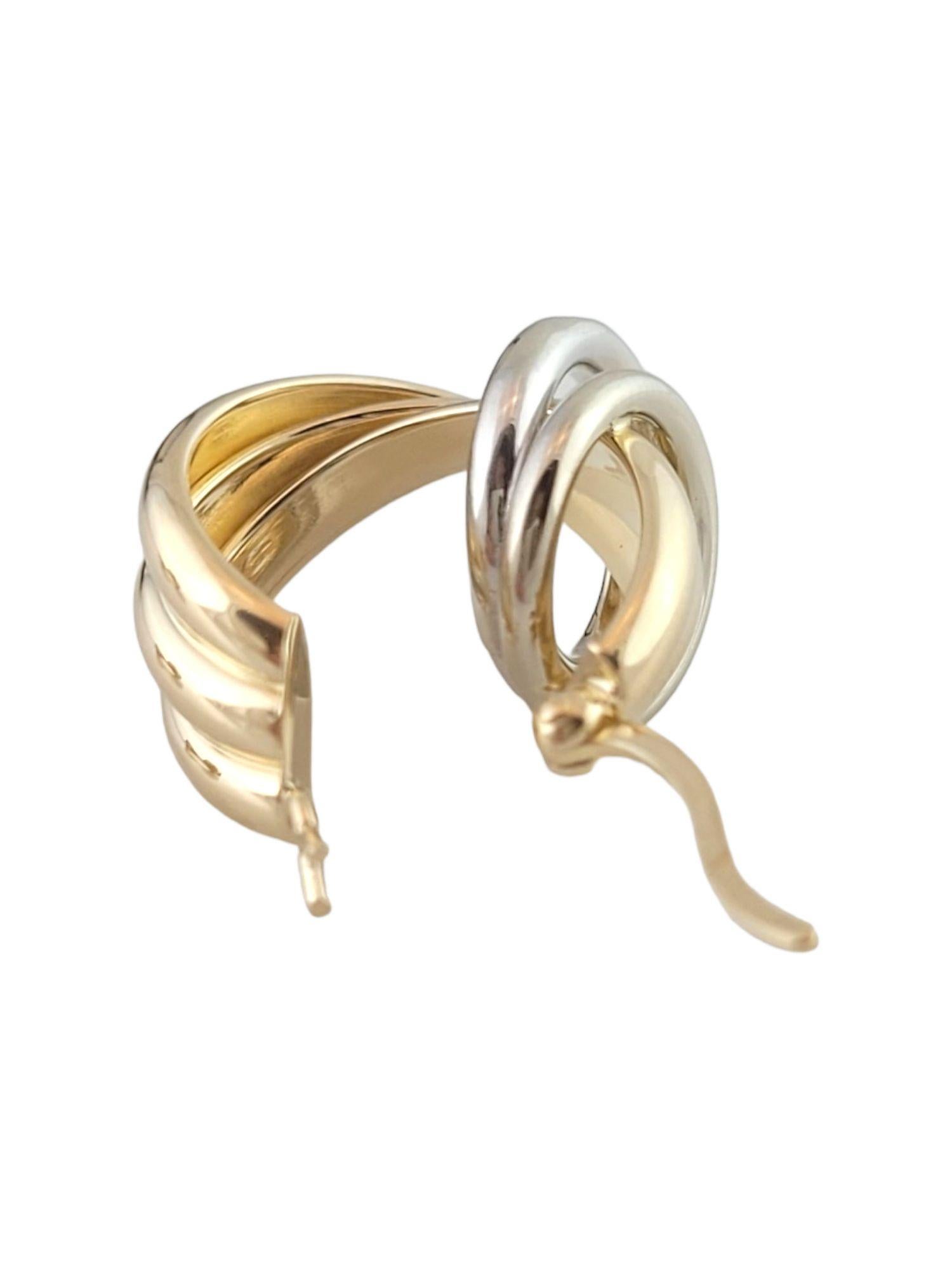  14K Yellow and White Gold Two Toned Twisted Hoops #14920 1