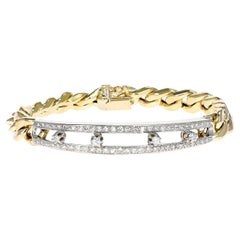 14k Yellow and White Gold with Diamonds Chain Men's Bracelet