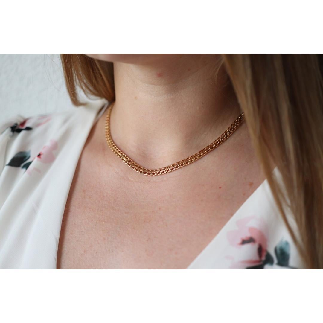14k Yellow ChainMail Mesh Necklace.Round Clasp Infinity link Yellow gold Italian 1