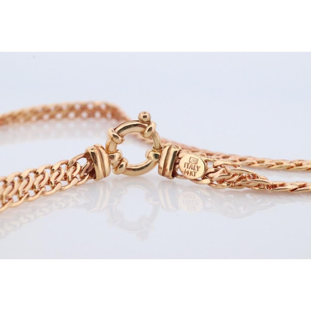 14k Yellow ChainMail Mesh Necklace.Round Clasp Infinity link Yellow gold Italian 4