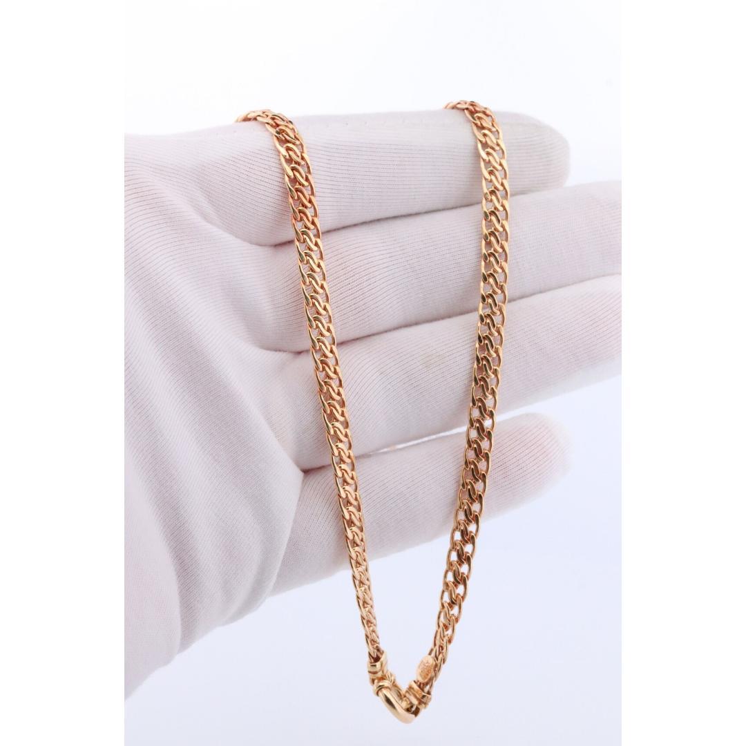 14k Yellow ChainMail Mesh Necklace.Round Clasp Infinity link Yellow gold Italian 5