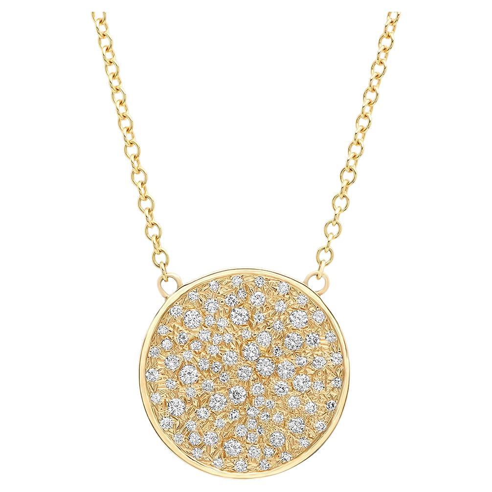 14K Yellow Gold Diamond Disc Necklace for Her For Sale at 1stDibs