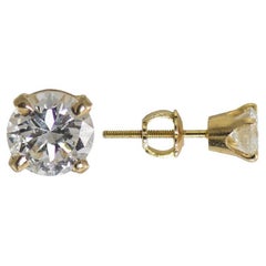 14K Yellow Diamond Stud Earrings 0.75ct