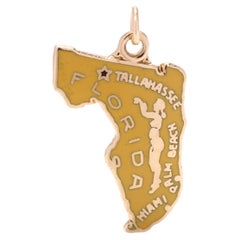 14K Yellow Enamel Florida Charm