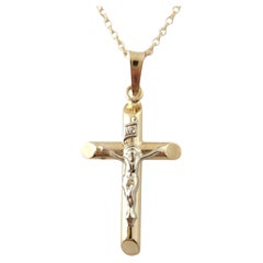 14K Yellow God Crucifix Pendant Necklace #16878