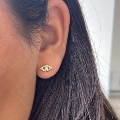 14K Yellow Gold 0.05ct Diamond Evil Eye Earrings for Her