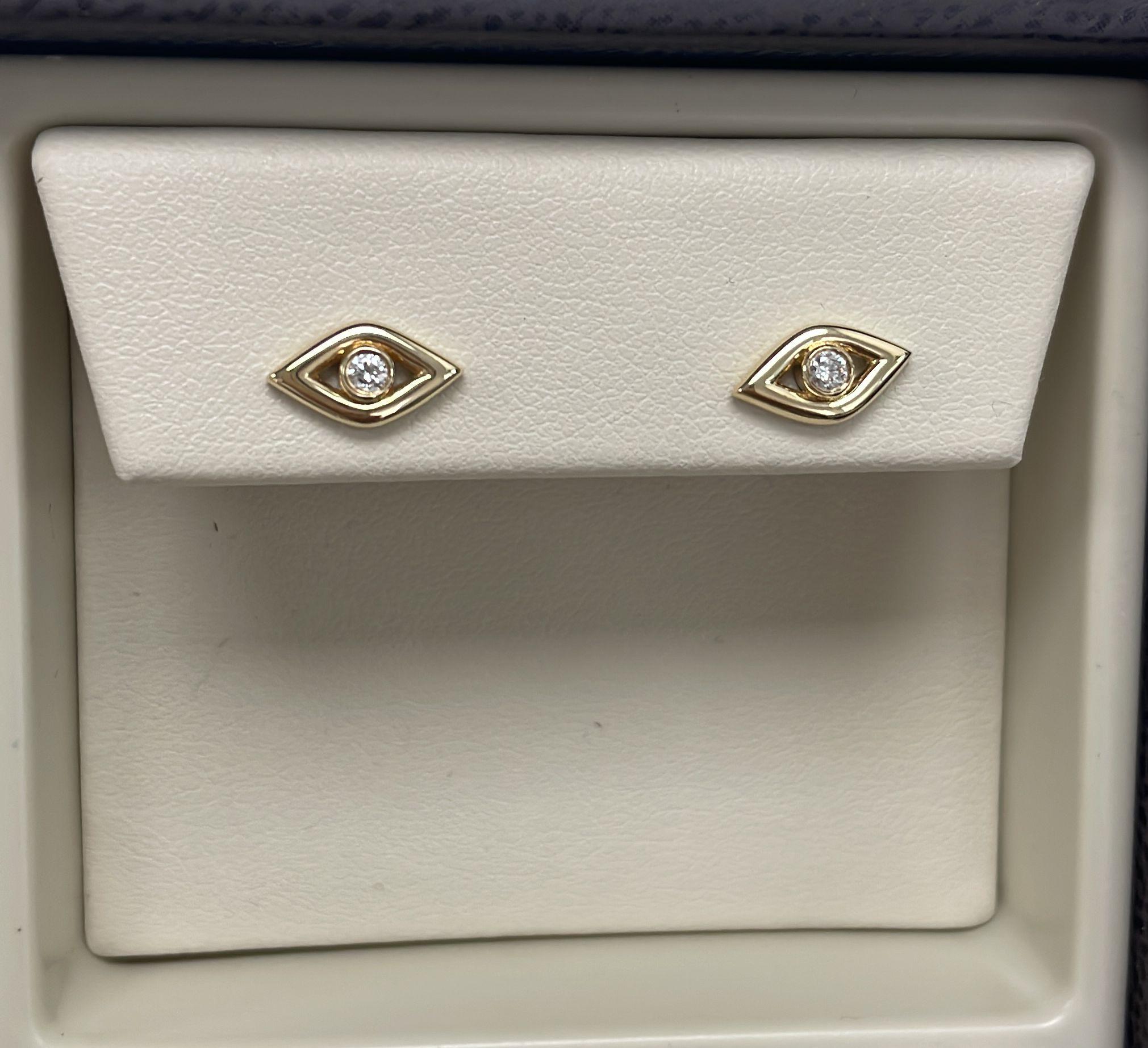 Contemporaneo Orecchini in oro giallo 14K con diamanti da 0,05 ct per lei in vendita