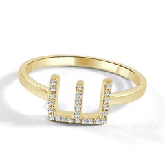 14K Yellow Gold 0.05ct Diamond Initial E Ring for Her