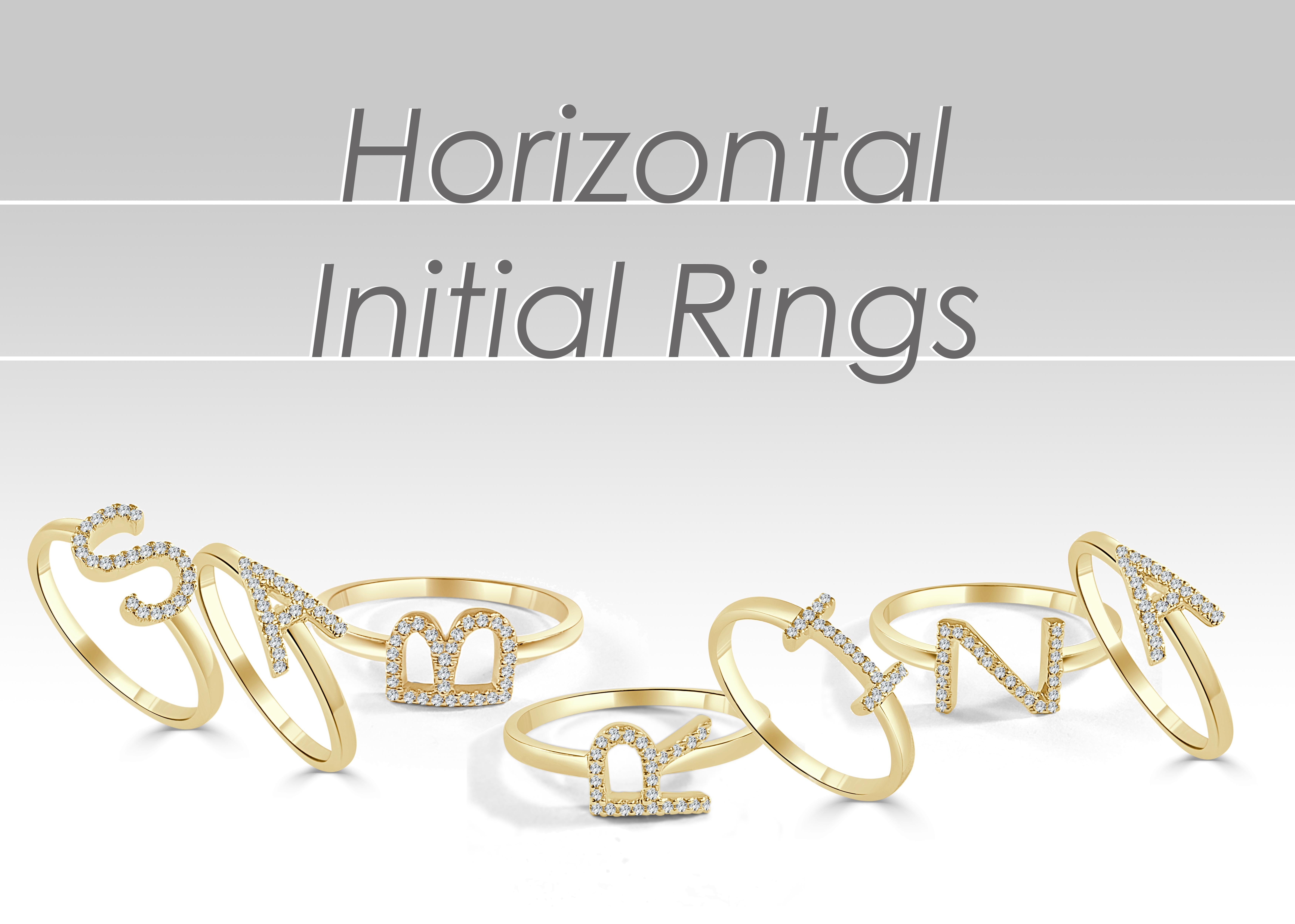 14K Gelbgold 0,05 Karat Diamant-Initial-E-Ring für Sie (Zeitgenössisch) im Angebot