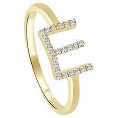 Bague E initiale en or jaune 14 carats avec diamants 0,05 carat pour elle