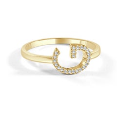 14K Yellow Gold 0.05ct Diamond Initial G Ring for Her