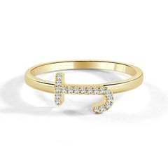 14K Yellow Gold 0.05ct Diamond Initial J Ring for Her