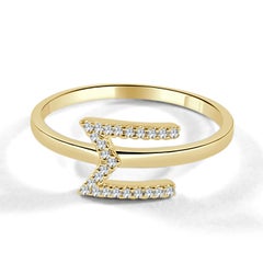 14K Yellow Gold 0.05ct Diamond Initial M Ring for Her