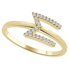 Bague M initiale en or jaune 14 carats avec diamant 0,05 carat pour elle