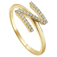 14K Yellow Gold 0.05ct Diamond Initial N Ring for Her