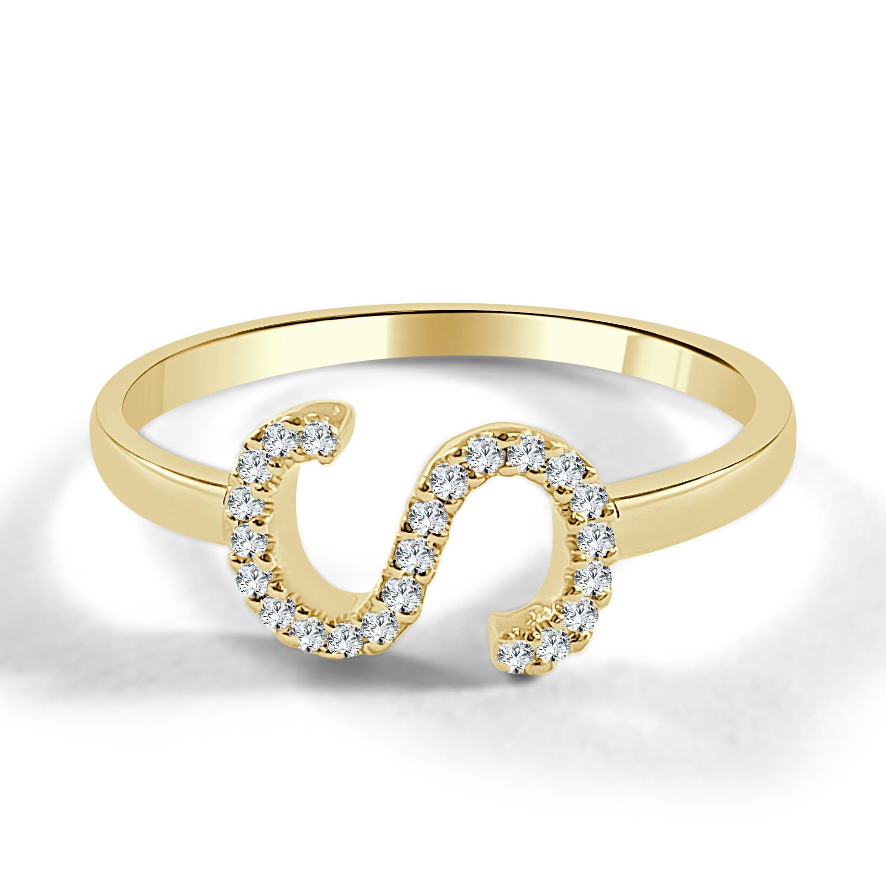 Alphabet Initial Ring: Schöner Goldring perfekt Größe 7 in mit runden Diamanten zwischen 0,06 ct - 0,10, so dass Sie zeigen, Ihren Namen, neuen Nachnamen oder Alma Mater. Dieser Ring kann bei Ihrem Juwelier vor Ort auch nach oben oder unten