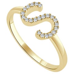 14K Yellow Gold 0.05ct Diamond Initial S Ring for Her