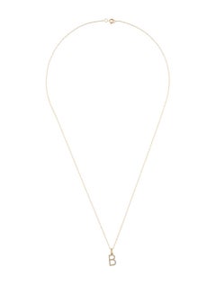 14k Yellow Gold 0.06 Carat Diamond Initial Pendant Necklace, Initial B