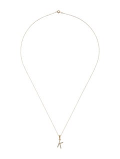 14k Yellow Gold 0.06 Carat Diamond Initial Pendant Necklace, Initial K