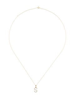 14k Yellow Gold 0.06 Carat Diamond Initial Pendant Necklace, Initial S