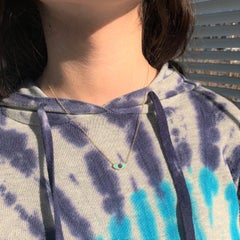 14K Yellow Gold 0.08 Carat Diamond Sapphire & Turquoise Evil Eye Necklace