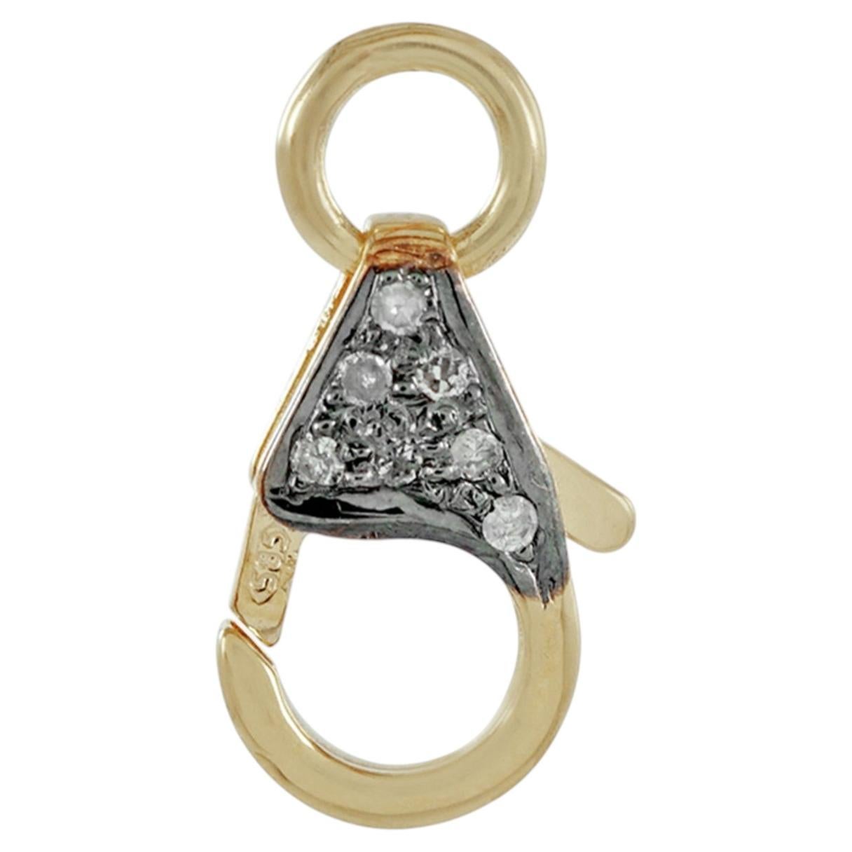 Oro giallo 14K 0.08 Ct Diamante Pave Chiusura ad aragosta Accessori per Gioielli