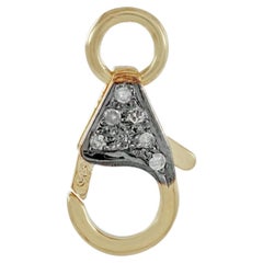 14K Yellow Gold 0.08 Ct Diamond Pave Lobster Clasp Jewelry Accessories Finding