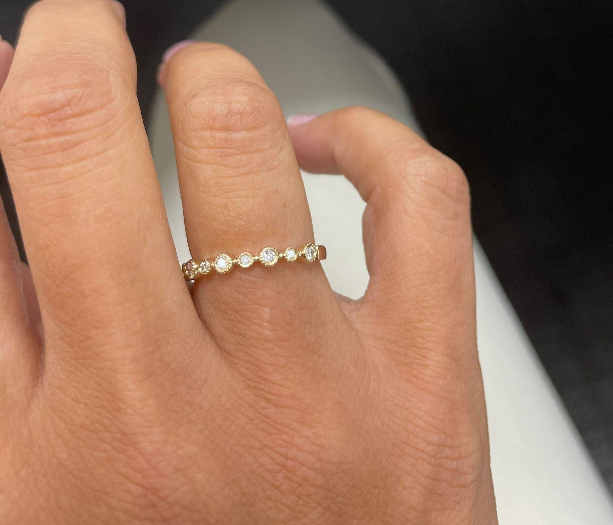 Contemporary 14K Yellow Gold 0.10ct Diamond Band for Her For Sale
