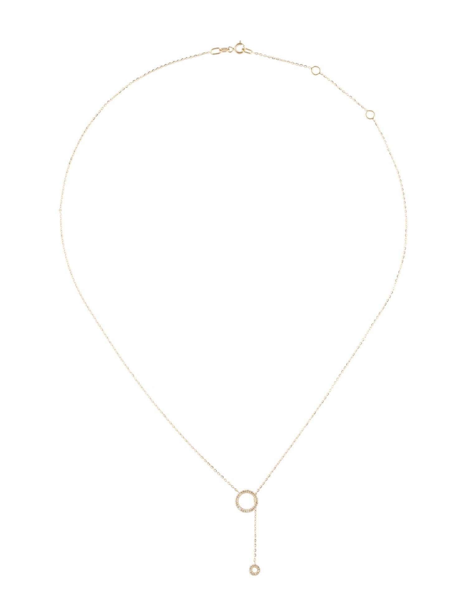Charming and Classic Design: This Diamond circle necklace features a 14k gold chain with a beautiful diamond dangle design with an approximate diamond weight of 0.10cts and a colour of G-H and clarity of Sl1-Sl2; colours available in pink, white, or