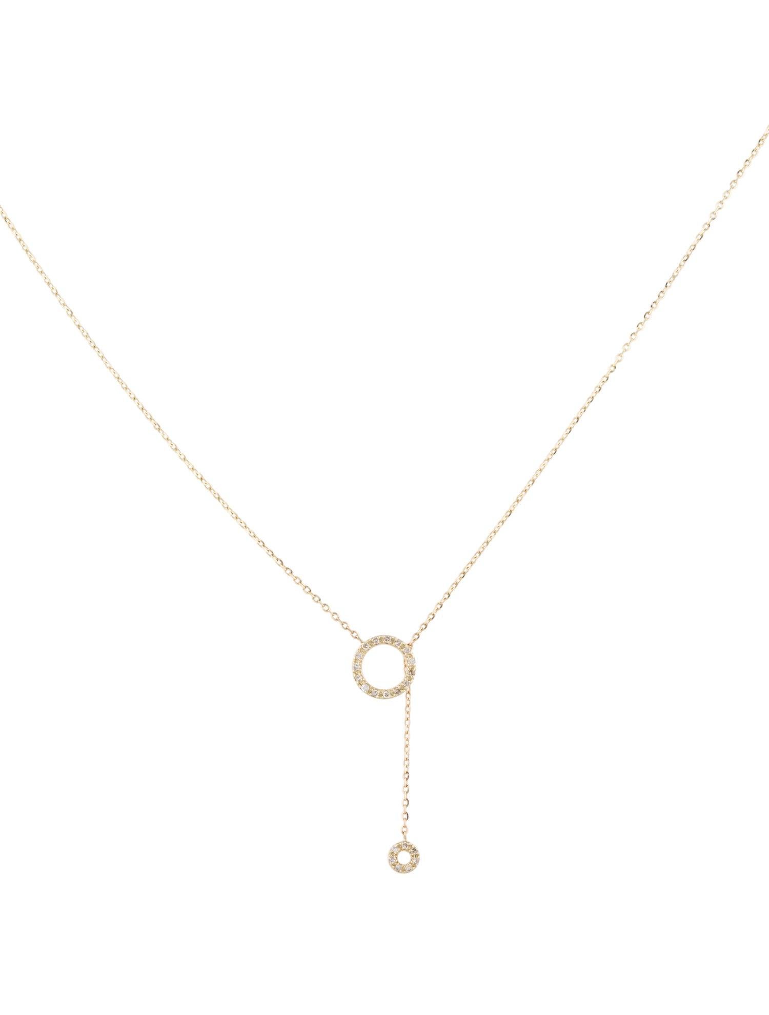 Contemporary 14K Yellow Gold 0.10ct Diamond Dangle Necklace for Her For Sale
