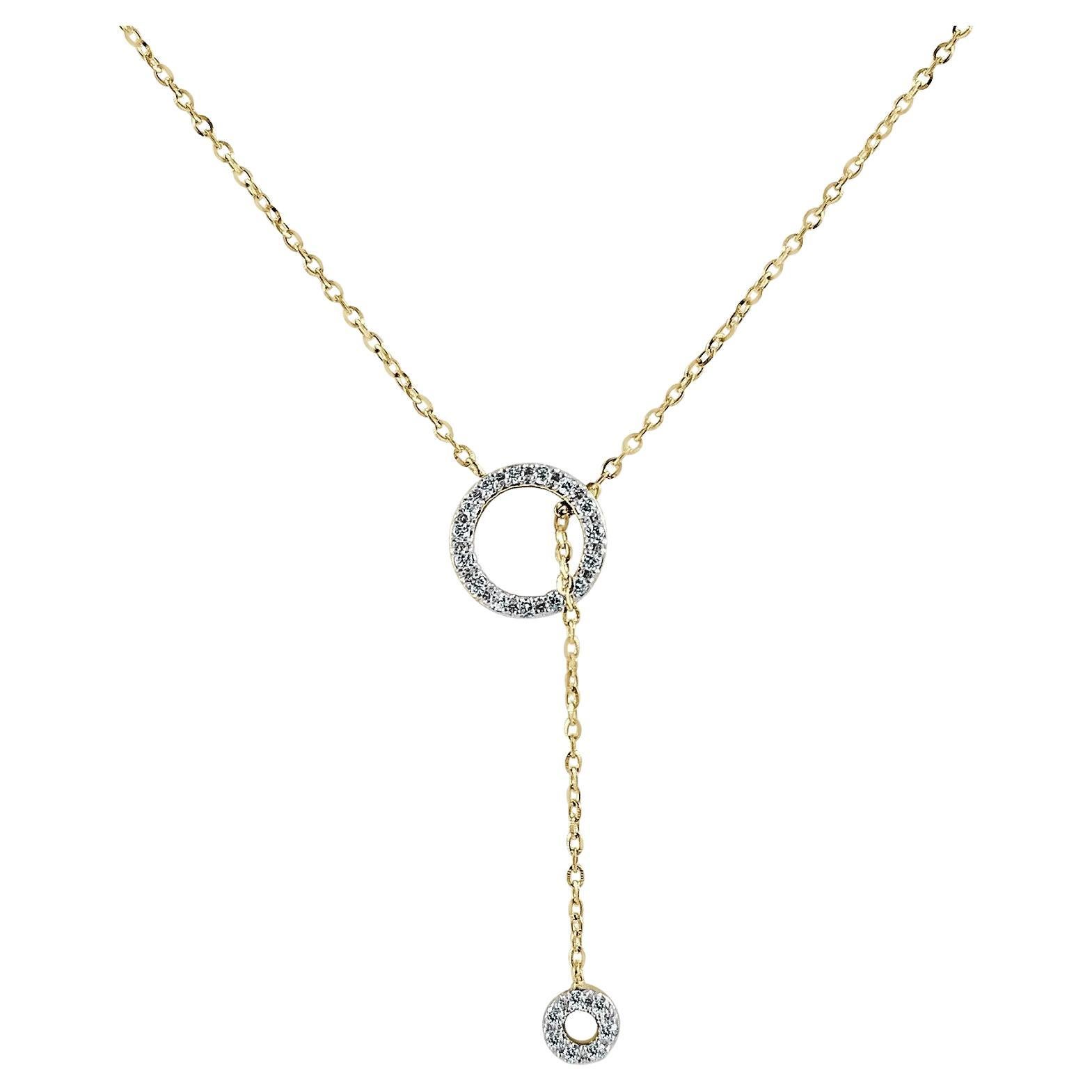 14K Yellow Gold 0.10ct Diamond Dangle Necklace for Her