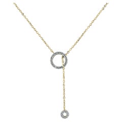 14K Yellow Gold 0.10ct Diamond Dangle Necklace for Her