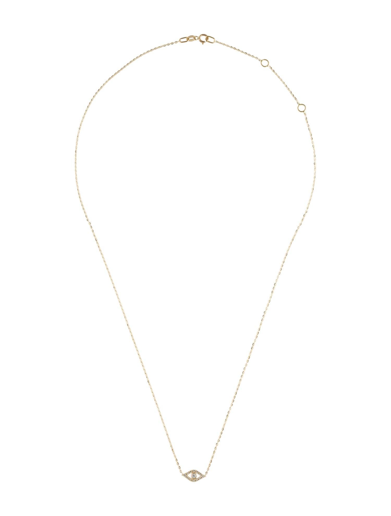 Evil eye Necklace :When it comes to deflecting malevolent forces of the world, there is no charm more recognized or renowned than the Evil Eye; it represents safety, protection and harmony;The serenity of the necklace comes to life with a 14K Gold